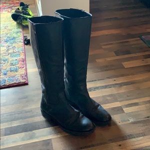 Tall Leather Riding Boots- Black, size 8